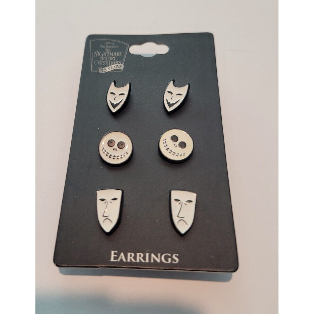 Black and White Nightmare Before Christmas Icon Stud Earring Set